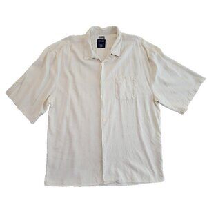 Trust Linen Blend Shirt Men's 5X Natural Tan Short Sleeve Button Down EUC LN